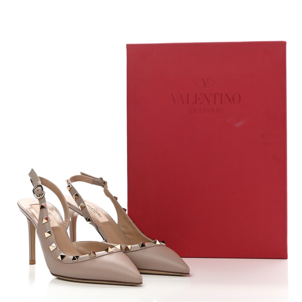 LIKE NEW 🤎 Valentino Garavani Women's Tan Studded Heels